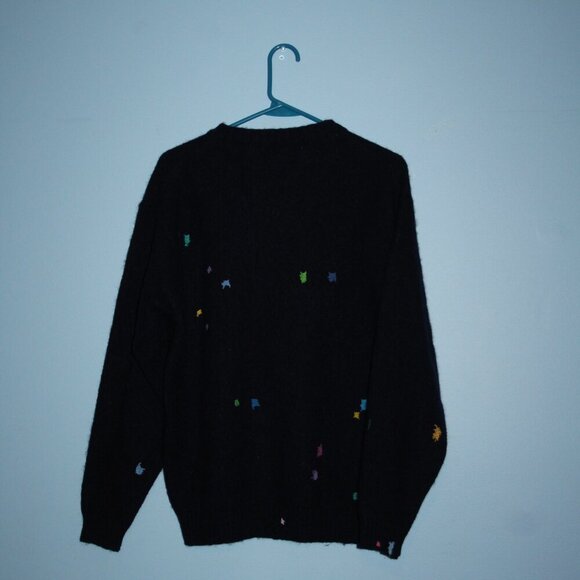 L.L.Bean Men's Large 100% Wool Md in Scotland Colored Patches Crew Neck Sweater - Picture 5 of 16